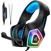 Professional Gaming Headset With 7 Color LED Light, Stereo Headphones Bass Noise Canceling With Mic