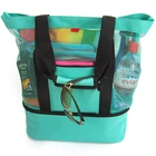 Summer Tote Bag Mesh Beach Bag with Cooler Bag Compartment