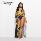 RLYY10 Wholesale Amazon Fashion African Print Sexy Woman Cover Up Set One Piece Swimwear Sexy Bikini