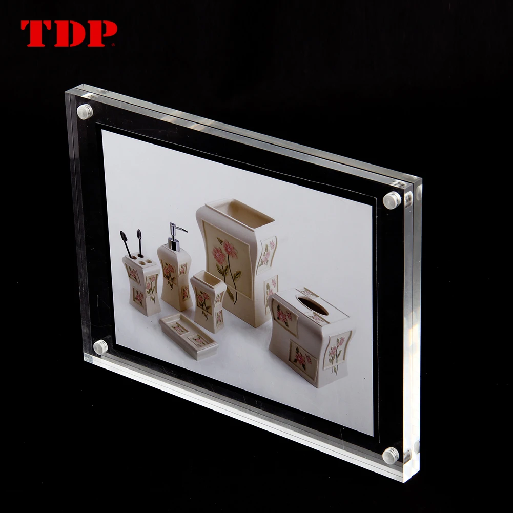 Wholesale Clear Plexiglass Picture Block Holder Acrylic Magnetic Photo Frame