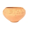 Heavy Hand Pressed Ancient Stressed TerraCotta Round Flower Pot or Planter