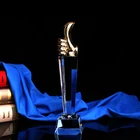 gold crystal award Thumbs up customized color design award engraving event trophy glass