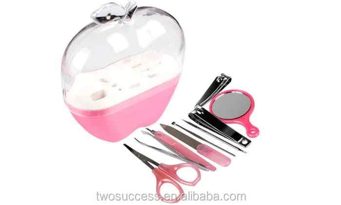 Wholesale Creative Gifts 9pcs Plastic Apple Manicure Tool Sets