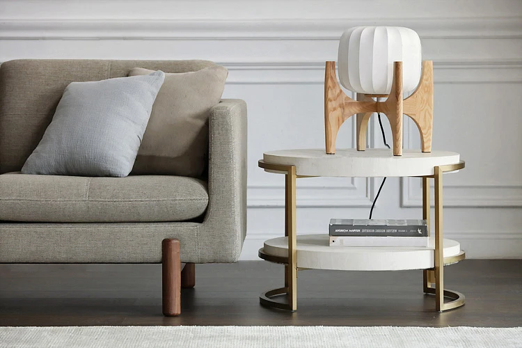 industrial style creative villa room decoration bedroom bedside white cloth wooden table lamp