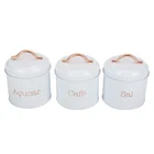 Tea Sugar Coffee Canisters with Stainless Steel Rim