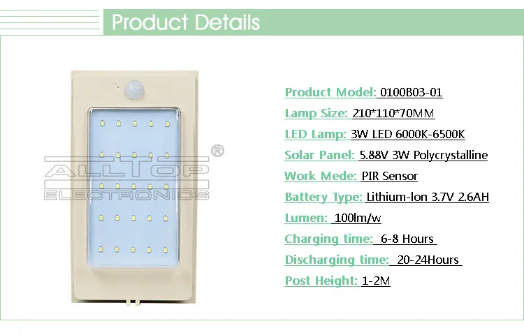 3w boundary compound solar outdoor removable decorative wall light