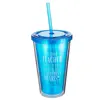 plastic straw cup/16oz plastic cups with lids and straws wholesale/crazy straw cup