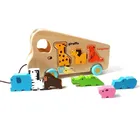 Wooden Animal Shaped Block Bus Preschool Kids Pull Toy