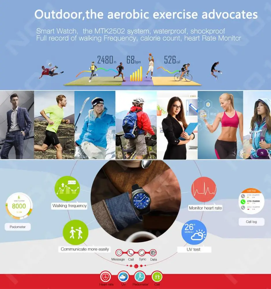 G3 MTK2502 Full Circular Bluetooth Smartwatch Heart Rate GPRS Fashion sport Smart Watch Customized for iPhone Android Phone
