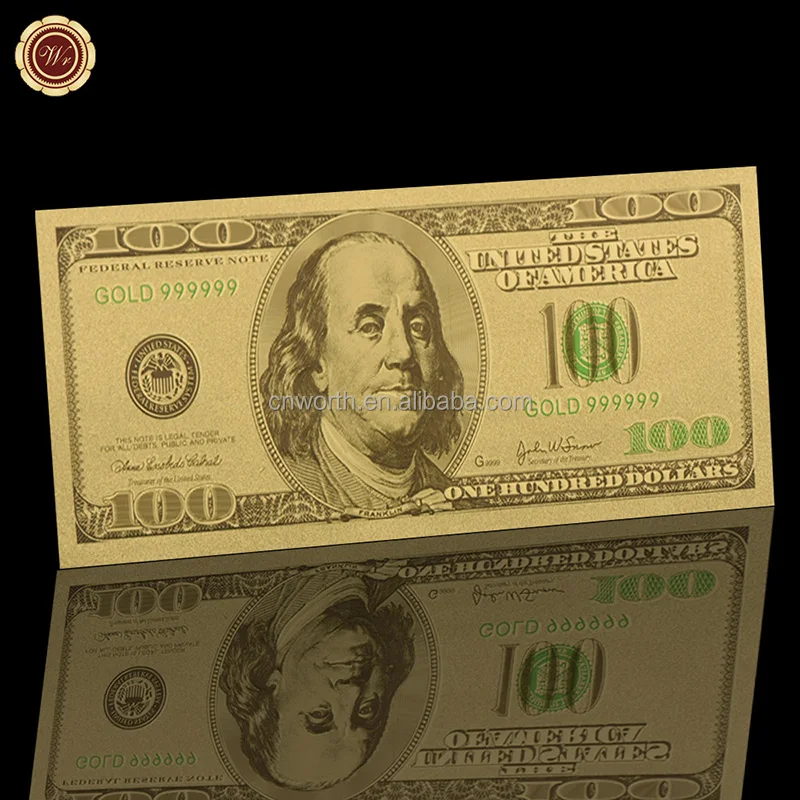 10 dollar american paper money 24k 999.9 gold foil gold banknote normal money