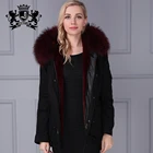 Custom parka fur coat short jacket with real fur hood quilted down coat
