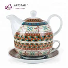 Custom logo decal bulk coffee tea pot and cup set for one