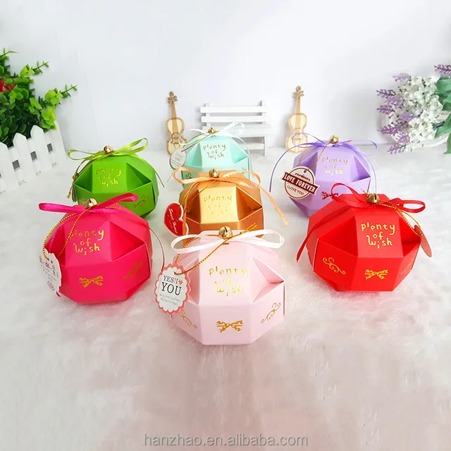 indian wedding favor folding hexagonal ball paper candy box gift