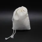Wholesale Empty Natural Cotton Drawstring Pouch Packaging Tea Bag Logo Printed