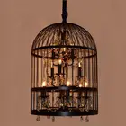 Retro LED Birdcage Iron Dining Villa Chandelier Crystal Pendant Light Lamp