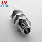 To Male Male Connector Npt OD 1/4 Tube To 1/8 1/4 3/8 NPT Male Thread Double Ferrules Male Bulkhead Connectors