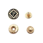 Black paint embossed logo custom metal press snap fastener button for garments