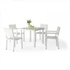 Royal style white 5 Pieces Outdoor Patio Garden Furniture Aluminum Plastic rattan cane Dining Set Hotel Wicker Table and Chair