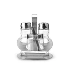 4PCS Condiment Sets Glass Spice Mustard Jar with Spoon Cruet Salt and Pepper Shaker Set