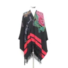 Fashion Autumn Winter Shawl Hijab Muslim Red Flower Printed Hijab Shawl Soft Knitted Shawl