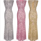 2019 spring and summer Sexy sleeveless sequin dress long skirt slim backless long evening dress