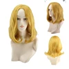 40cm Medium Length Straight Natural Hair Wigs Women Yellow Wig High Temperature Fiber