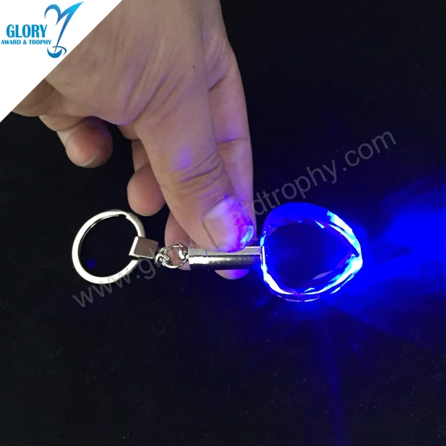 wholesale personalized crystal heart led souvenir keychain