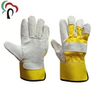 Yellow cow suede cheap leather safety welding gloves