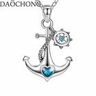 ancient style 925 sterling silver blue stone anchor pendant necklace