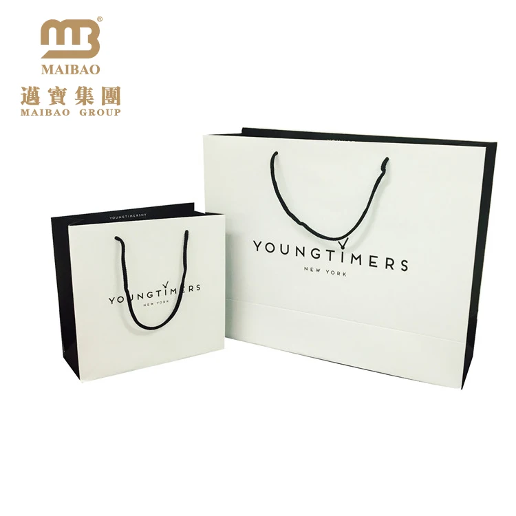 white retail merchandise shopping packaging paper bags for