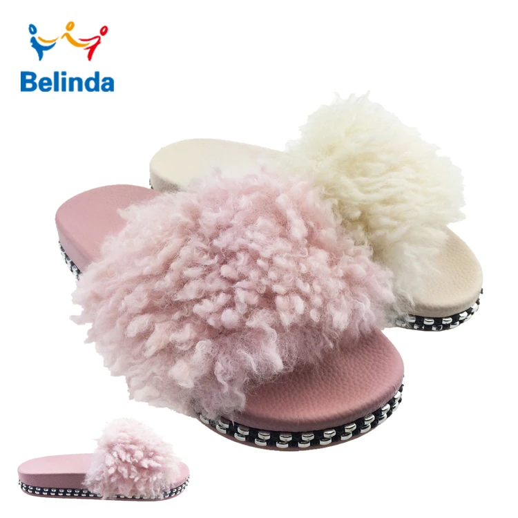 pink fluffy sandals