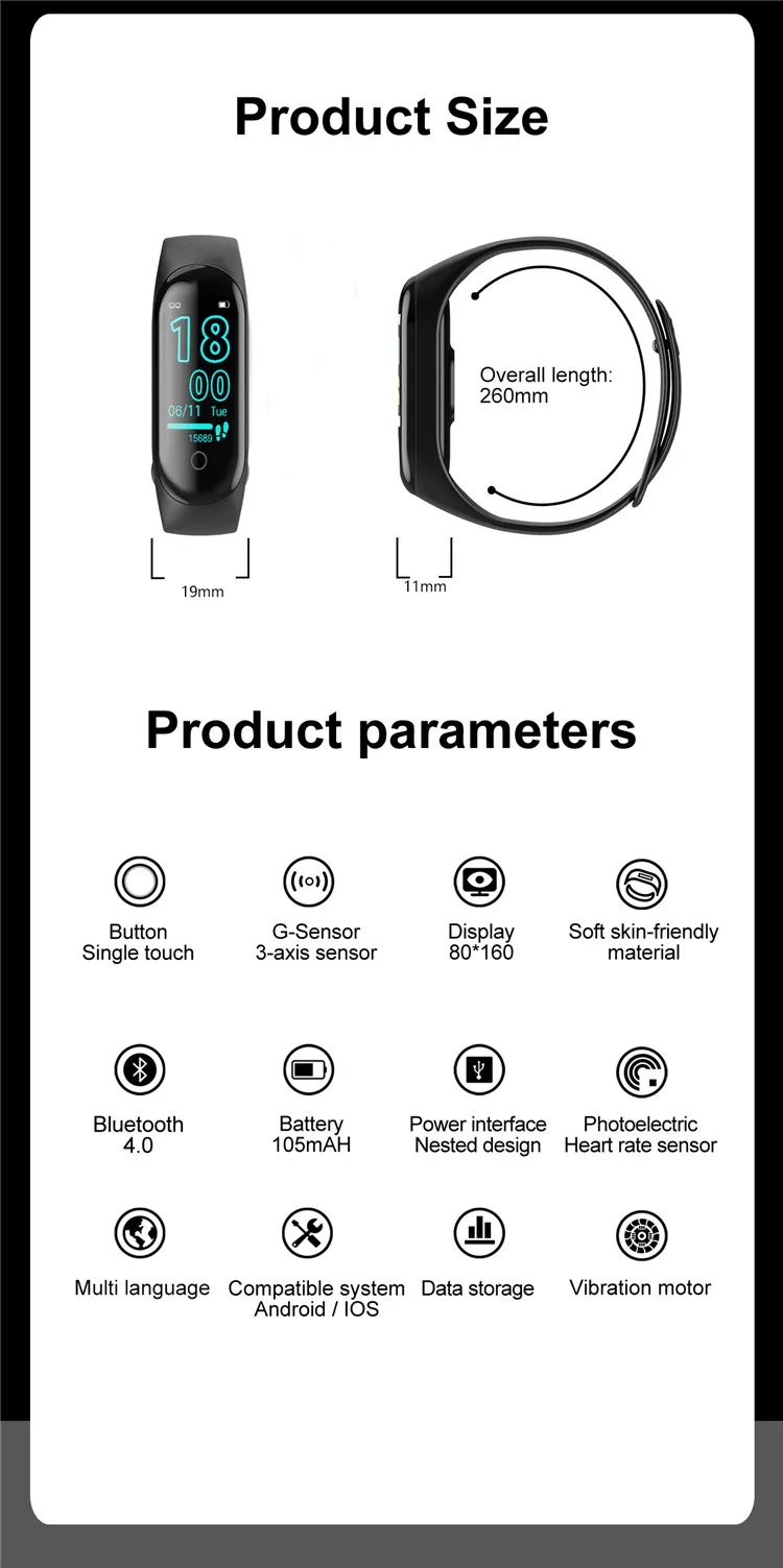 智能手表 mi band m4 智能 banda pulsera inteligent