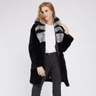 Winter Fashion Style Real Rex Rabbit Fur Jacket Long Coat For Women Outerwear