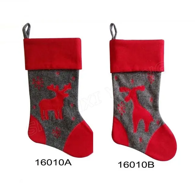 high quality cheap elk pattern quilted christmas stocking