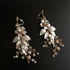 New design feminine eardrop personality trendy sexy long style rose gold leaf earings