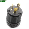 Black 20a 125v 3 pin plug power locking nema L5-20 twist-lock plug