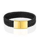 Leather Bracelets A Bracelet Gold Clasp Men Black Leather Custom Woven Friendship Bracelets