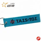 Hot Sale Embroidery Keychain,Ethnic Bag Fr Clothing Tags Embroidered Fabric Key Chain, Charms Pendant Keyring