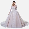 Luxury Wedding Dress Bridal Gown Latest Designs 3D Flower Glitter Tulle Wedding Gowns With Sleeves