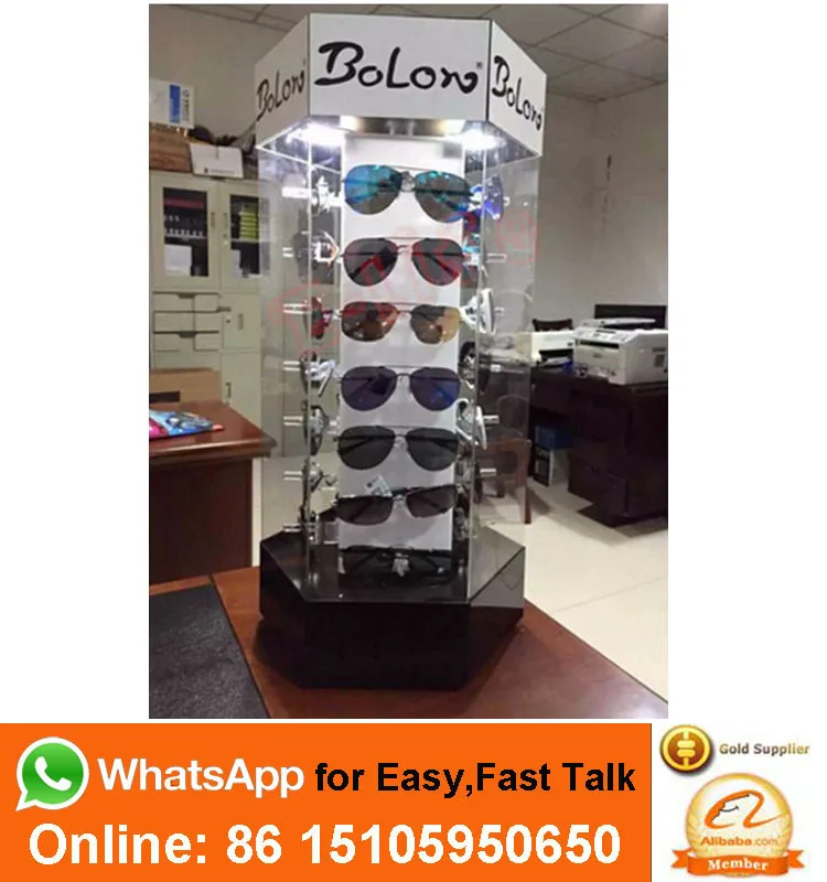 Led Illuminated Acrylic Wooden Sunglass Display Custom Locking Eyeglass