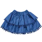 Wholesale Hot Sale Kid Elastic Waist Skirt Baby Girl Denim Pompoms Skirts