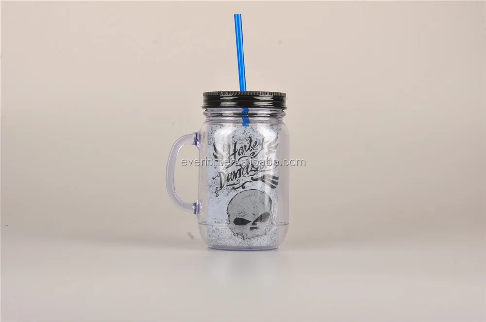 bpa free 20oz 24oz wall plastic jar with handle and straw paper inserted jar bpa free 20oz 24oz wall plastic jar with handle and straw paper inserted jar