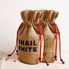 Wholesale eco friendly Printed gift Burlap jute bag with drawstring jute packaging bag