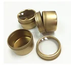 2000 Piece moq gold color screw top round tea tin can with clear pvc window price cheap
