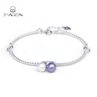 Surround Design Double Beads Freshwater Pearl 925 Sterling Silver Charm Bracelet