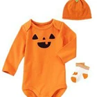 100% cotton halloween orange toddler romper import baby clothes china