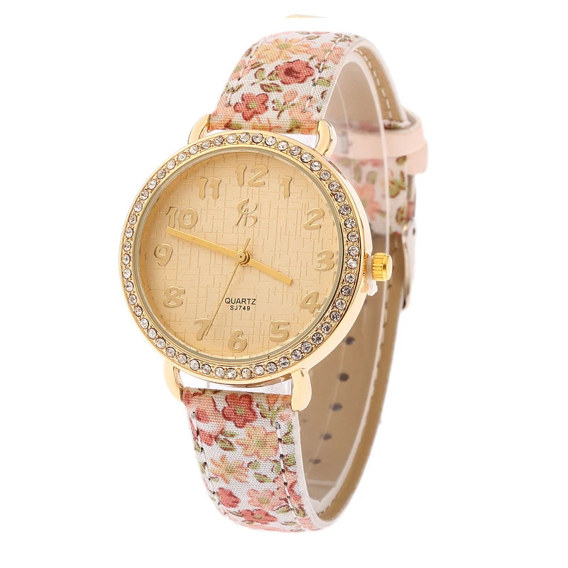 Women Watches 2015 Popular Elements Sweet Floral Dress Diamond Ladies Quartz Watches Relogio Feminino Bayan Saatleri w019