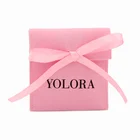 Custom logo satin lined necklace pouch pink envelope velvet flap jewelry packaging bag with bow-knot