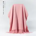 Luxury Woman Infinity Shawls Pure Color Scarves Muslim Hijab Wholesale 100% Wool Scarf with tassels