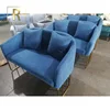 wholesale contemporary nordic gold Frame arm lounge chair luxury cafe leisure furniture velvet cover metal restaurant sofa set